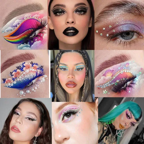 Miniatura 3 de Pegatinas de diamantes de imitación de acrílico autoadhesivas para maquillaje de rostro, cara y rostro, gemas para mujeres, accesorios de festival