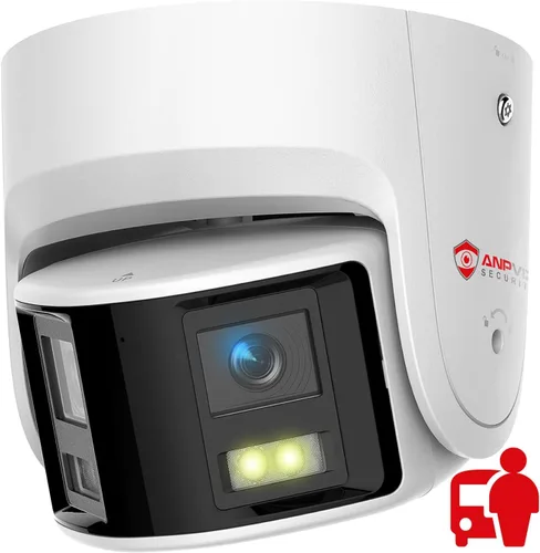 Anpviz Cámara de seguridad de doble lente PoE de 6 MP para exteriores, panorámica de 180° gran angular IP Dome con cable cámara con detección de