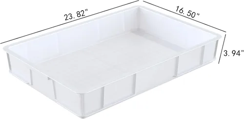 Miniatura 2 de Caja comercial plástica de la prueba de la masa de la pizza, contenedor apilable blanco de la pizza con la tapa, paquete de 4