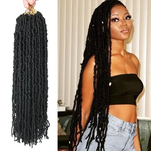 Miniatura 10 de Pelo sintético de ganchillo de 14 pulgadas, 10 paquetes de trenzas onduladas rizadas suaves desgastadas, extensiones de cabello sintético trenzado