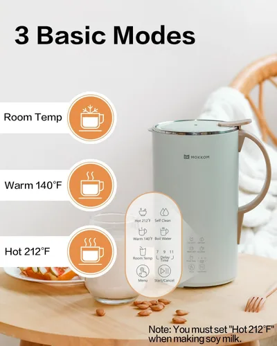 Miniatura 3 de Máquina automática de leche de nueces, máquina de leche de soja de 20 onzas, almendras caseras, avena, coco, soja o leche a base de plantas y Verde