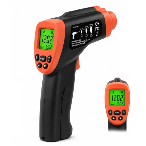 Pistola de termómetro infrarrojo, pistola de temperatura térmica láser DS=16:1 para cocinar, horno de pizza, motor HVAC, pistola de temperatura