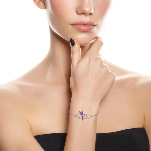 Miniatura 3 de Hummingbird Sea Turtle Chakra Lotus Bracelet for Women 925 Sterling Silver Jewelry Charms Birthday Valentines Gifts