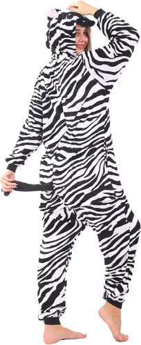Miniatura 6 de WAFUNNE Pijamas de animales para adultos, disfraces de una pieza para hombres, mujeres, unisex, adolescentes, cebra