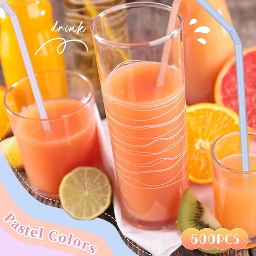 Miniatura 4 de Hushee 500 pajitas de plástico desechables a granel coloridas pajitas de plástico pastel desechables de plástico para bebidas diarias de jugo de 7.9