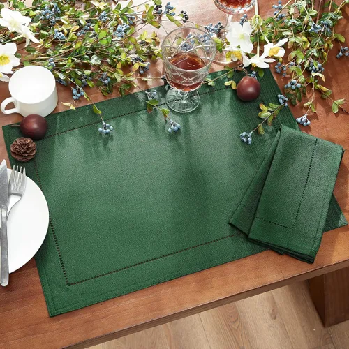 Miniatura 2 de Elrene Home Fashions Alison - Juego de 4 manteles individuales de tela resistente a las arrugas, diseño de borde con ojales, 13 x 19 pulgadas, bosque