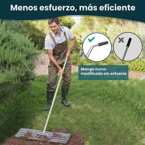 Miniatura 3 de Rastrillo de nivelación de césped 30x10 pulgadas, (Grado Profesional) Herramienta niveladora de césped con mango de acero inoxidable para céspedes