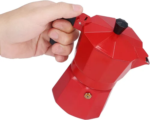 Miniatura 8 de Cafetera para estufa, 5.1 fl oz, 3 tazas de aluminio estilo italiano clásico, válvula de alivio de seguridad integrada con mango ergonómico