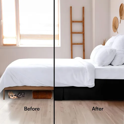 Miniatura 4 de LUX Décor Falda de Cama King de 16 Pulgadas de Caída - Falda de Cama Plisada de Microfibra Cepillada - Fácil Ajuste, Resistente a Arrugas y Negro