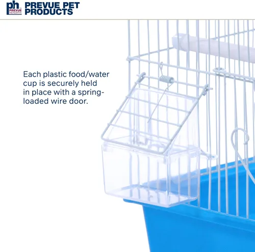 Miniatura 15 de Prevue Pet Products - Jaula cuadrada para pájaros con asa para periquitos - Transportador para el hogar o viajes, accesorios para pájaros pequeños