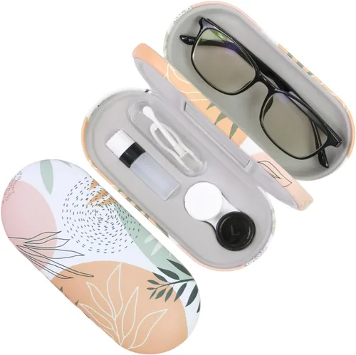 Miniatura 9 de Estuche 2 en 1 para Lentes de Contacto y Anteojos para Mujeres, Hombres y Niños, Estuche Duro Portátil de Doble Cara para Anteojos de Viaje