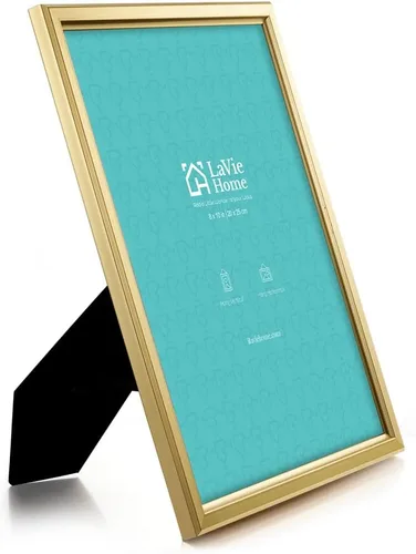 Miniatura 2 de LaVie Home - Marco de fotos (6 unidades), diseño simple con cristal de alta definición, para montaje en pared y en mesa, colección clásica, Dorado