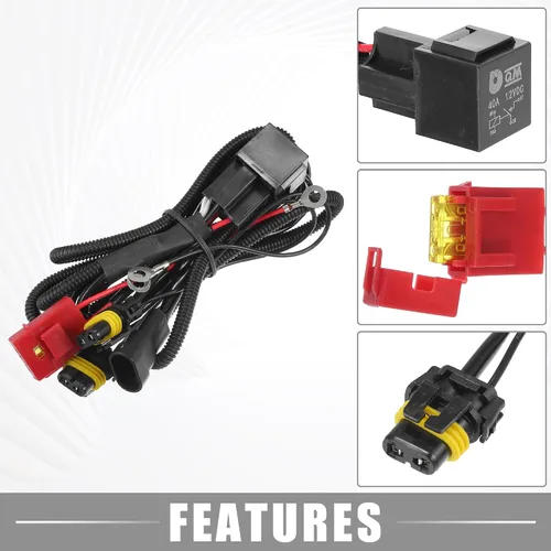 Miniatura 3 de HID Arnés de relé de cableado de batería de 4.9 ft / 4.9 pies de largo 9006/9012/H10/9005 HID Lámparas Kit de relé de enchufe de 12 V Ruber