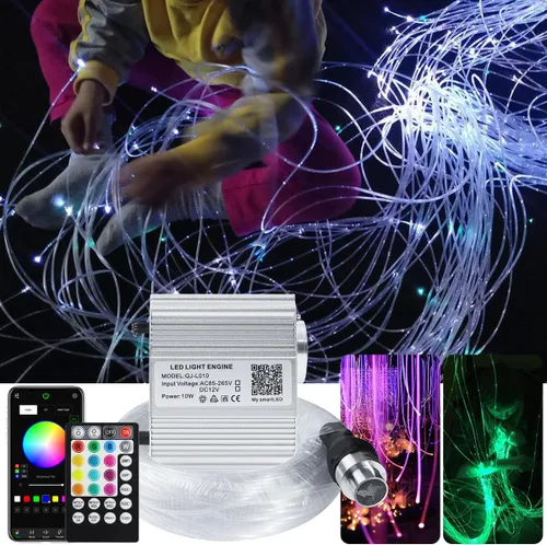 AKEPO Luces sensoriales de fibra óptica para sala sensorial de autismo para niños, 10 W RGBW parpadeo+respuesta musical+control de aplicación