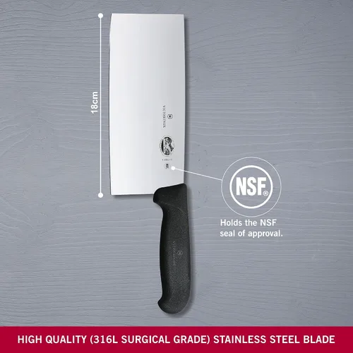 Miniatura 3 de Victorinox Cuchillo de chef clásico chino de 7" Cuchillo de carnicero de acero inoxidable Mango Fibrox Hecho en Suiza
