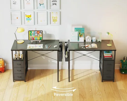 Miniatura 6 de AODK - Escritorio pequeño para computadora de 32 pulgadas con cajones de tela, escritorio de estudio y escritura para niñas adolescentes, escritorio