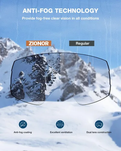 Miniatura 3 de ZIONOR X7 - Gafas de esquí y snowboard para hombres y mujeres, antivaho con protección UV, diseño esférico de doble lente