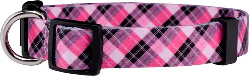 Miniatura 2 de Native Pup Collar de perro a cuadros, leñador rojo, tartán, azul, rosa, ajustable para perros grandes y pequeños (rosa, pequeño)