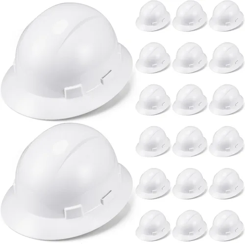 Miniatura 13 de 10 Pack Casco de ala completa, Casco de construcción blanco, Casco de seguridad HDPE con suspensión de trinquete ajustable de 6 puntos para hombres
