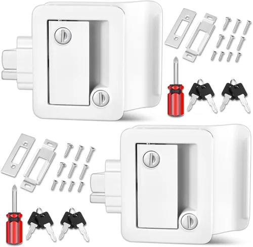 Miniatura 7 de Cerradura de puerta de entrada para RV, 100% cerradura de metal para caravana, pestillo de puerta para remolque de viaje, kit de reemplazo