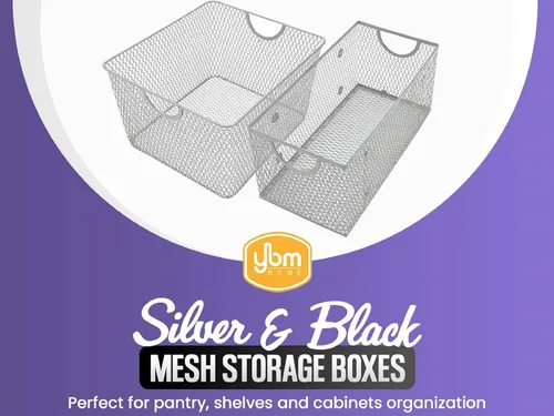 Miniatura 3 de YBM Home Organizador de despensa de cocina, cesta de alambre para estantes, armarios, despensa, encimera, cesta de almacenamiento abierta de malla