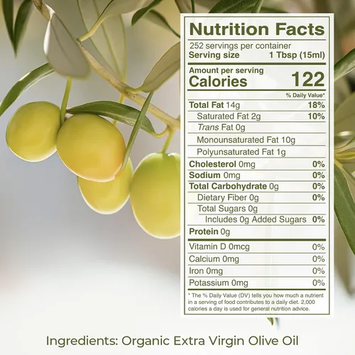 Miniatura 2 de Kevala Aceite de Oliva Extra Virgen Orgánico 1 gal, Aceite de Cocina Sin Gluten 128 oz Bulk, Cholesterol Free Oil Perfect for Baking and Frying