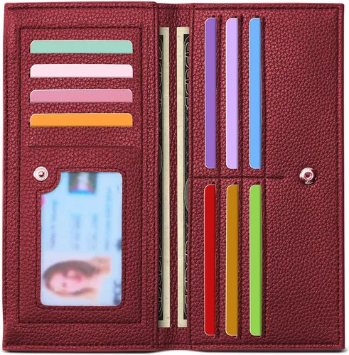 Miniatura 17 de Tipmile Cartera ultra delgada para mujer, cartera de cuero plegable para mujer, cartera RFID, cartera de bloqueo RFID para tarjetas de crédito