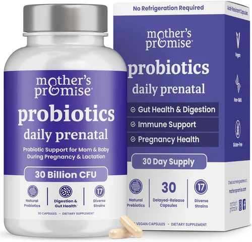 Probióticos prenatales para mujeres | 30 mil millones de UFC, 17 cepas + prebióticos orgánicos | Apoya la digestión, el intestino y la salud