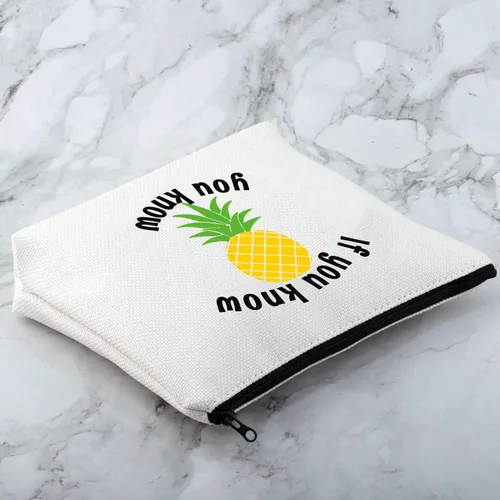 Miniatura 5 de MNIGIU Bolsa de cosméticos divertida de piña al revés Bolsa de maquillaje de piña Swinger Regalo de fiesta de regalo, Piña al revés., Monedero