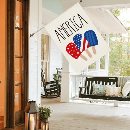 Miniatura 3 de AVOIN colorlife Bandera de casa de paletas de estrellas y rayas estadounidenses de doble cara en el exterior, patriótica de Estados Unidos, 4
