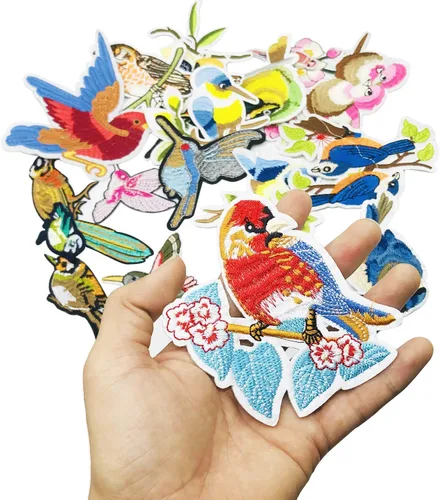 Miniatura 8 de Woohome 19 parches para planchar con pájaros, varios parches para coser, decoración o reparación, apliques bordados para ropa, mochilas, jeans