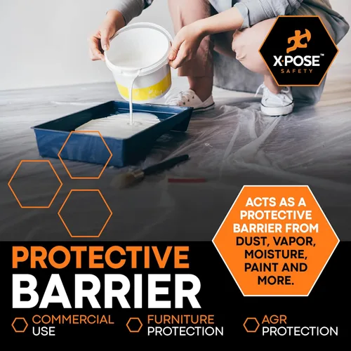 Miniatura 4 de Xpose Safety Lámina de plástico transparente – Rollo de 20' x 100' – Lámina de polietileno resistente de 4 mil – Impermeable, a prueba de polvo