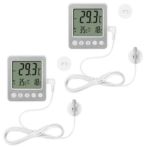 Miniatura 8 de Termómetro para refrigerador, alarma de congelador, termómetro digital para congelador con sensor adicional, alarma de alta y baja temperatura