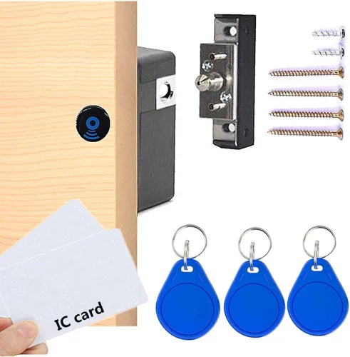 Miniatura 9 de NFC compatible con RFID DIY armario oculto armario y cajón cerradura - Cerradura de sensor electrónico sin perforaciones Amarillo