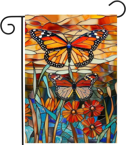 Miniatura 22 de Bandera de Jardín Memorial Mariposa Monarca Decoración Banderas de Girasol para Cementerio Bandera de Tumba Aquellos que Amamos No se Van, Vuelan
