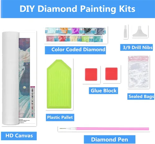 Miniatura 6 de Kits de pintura de diamantes 5D, nieve de invierno, arte de diamantes para pintar por números para adultos, 8 x 12 pulgadas, gran taladro completo