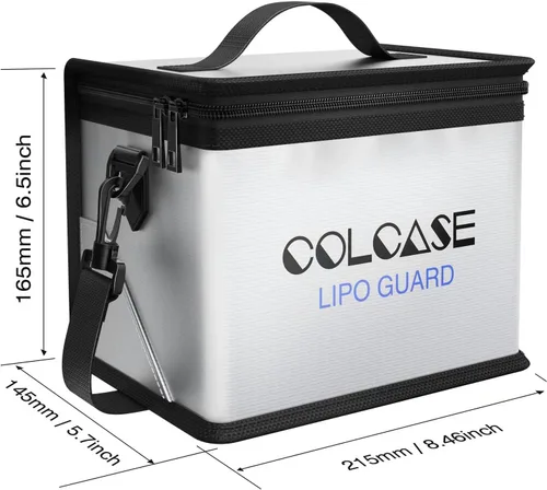 Miniatura 6 de Bolsa de seguridad ignífuga antiexplosión Colcase para batería Lipo, almacenamiento y carga, gran espacio, altamente resistente, bolsa doble cierre