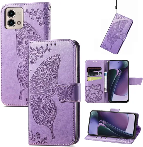 Miniatura 8 de GYHOYA Funda tipo cartera compatible con Moto G Stylus 5G 2023 para mujer, de piel, con función atril magnético y tarjetero, funda protectora