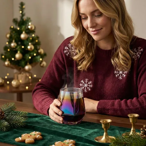 Miniatura 3 de Juego de 4 copas de vino sin tallo, cristalería iridiscente de 10 onzas, moderna cristalería arcoíris con vasos de colores para vino tinto