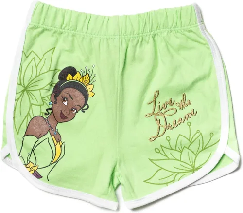 Miniatura 4 de Disney Moana Rapunzel Tiana French Terry - Paquete de 3 pantalones cortos para niñas pequeñas a grandes
