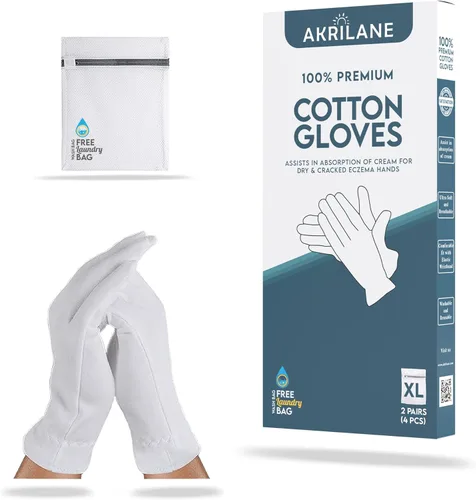Miniatura 29 de XS Extra Small 10 pares de guantes de algodón 100% premium para manos secas Guantes hidratantes nocturnos para eczema, psoriasis y tratamiento