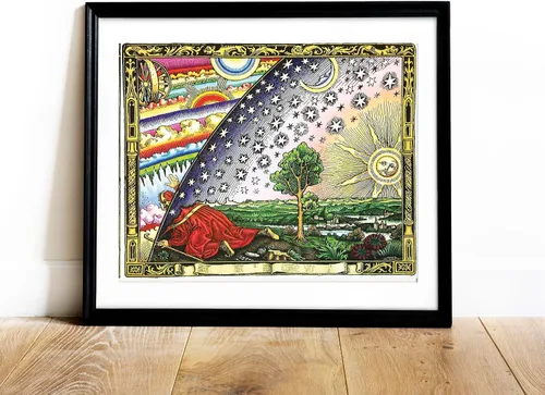 Miniatura 3 de Camille Flammarion 1889 - Cúpula de firmamento – Mapa plano de la Tierra por Camille Flammarion – Meteorología Cosmología Astronomía Estrellas Luna