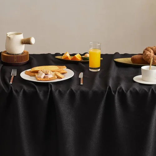 Miniatura 5 de Mantel de lino para mesa cuadrada, 52 x 52 pulgadas, color negro, mantel negro estilo granja, manteles de arpillera resistentes al agua para mesa