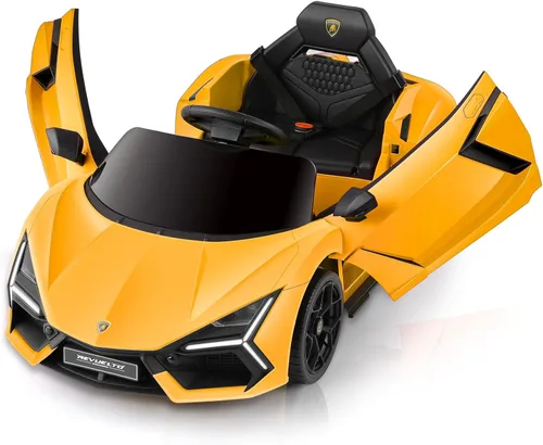 ELEMARA Lamborghini - Auto para niños con puerta de tijera, juguetes con control remoto, automóvil eléctrico para niños de 12 V con Bluetooth, luz