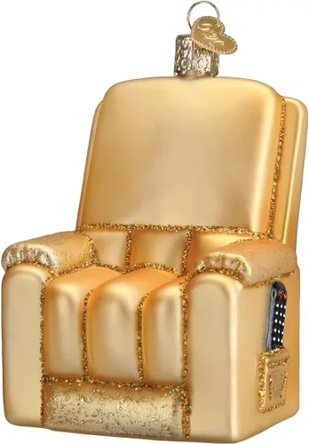 Old World Christmas Adorno de cristal soplado reclinable favorito para árbol de Navidad, decoración navideña hecha a mano, colección para el hogar