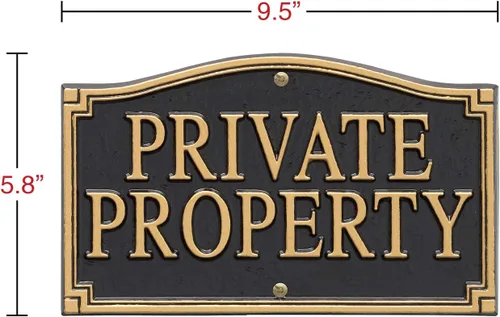 Miniatura 2 de Whitehall Productos Propiedad Privada Pared/Placa de Declaración de Césped, Negro/Oro