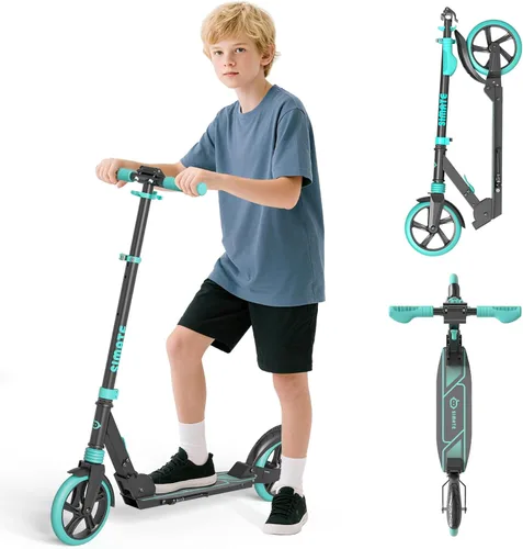 Miniatura 9 de SIMATE Patinete de impulso para niños, adolescentes y adultos, 4 alturas ajustables, ruedas grandes todo terreno de 8 pulgadas, plegable y ligero