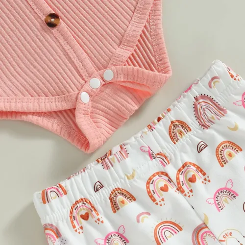 Miniatura 69 de Sejardin Ropa de verano para bebé y niña, recién nacida, manga corta, con letras, mameluco elástico con diadema