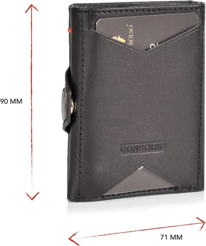 Miniatura 6 de DONBOLSO Wallet NextGen I - Cartera delgada moderna sin bolsillo para monedas hasta 11 tarjetas negro Nappa Black Classic