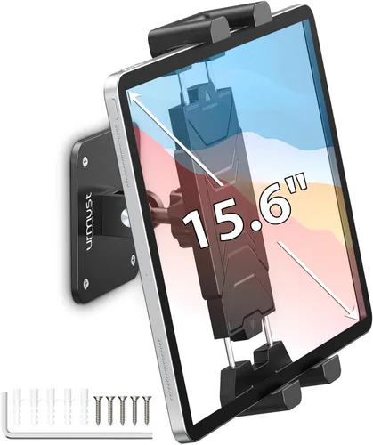 Miniatura 12 de Urmust Soporte de pared para tableta para iPad, rotación de 360°, soporte ajustable para tablet con brazo extensible de aluminio, para iPad